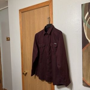 Eddie Bauer "Expedition Flannel" XL Burgundy Long Sleeve Button-Front Shirt